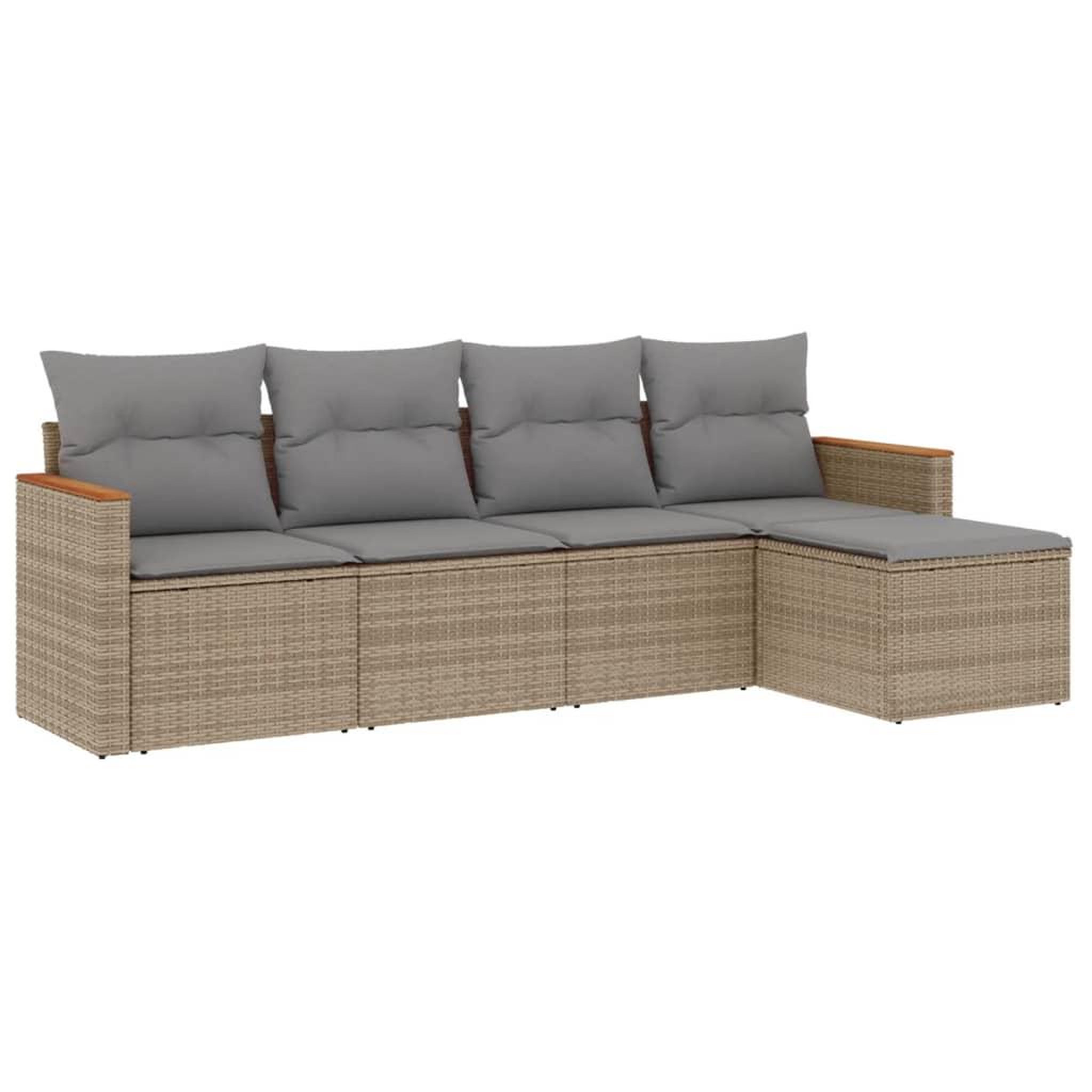 Voir la diapositive 2 : VIDAXL Salon de jardin avec coussins 5 pcs beige resine tressee