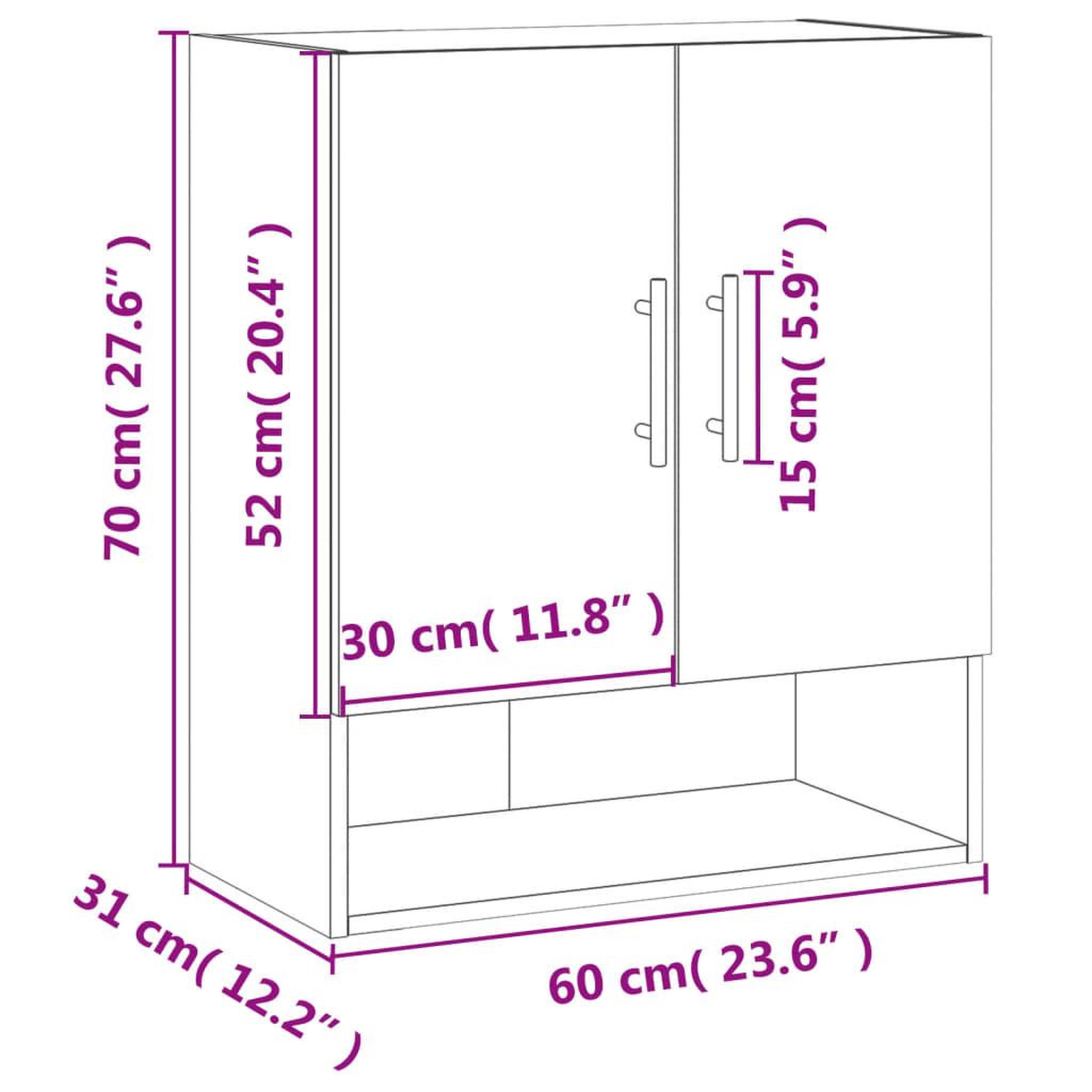 Voir la diapositive 6 : VIDAXL Armoire murale sonoma gris 60x31x70 cm bois d'ingenierie