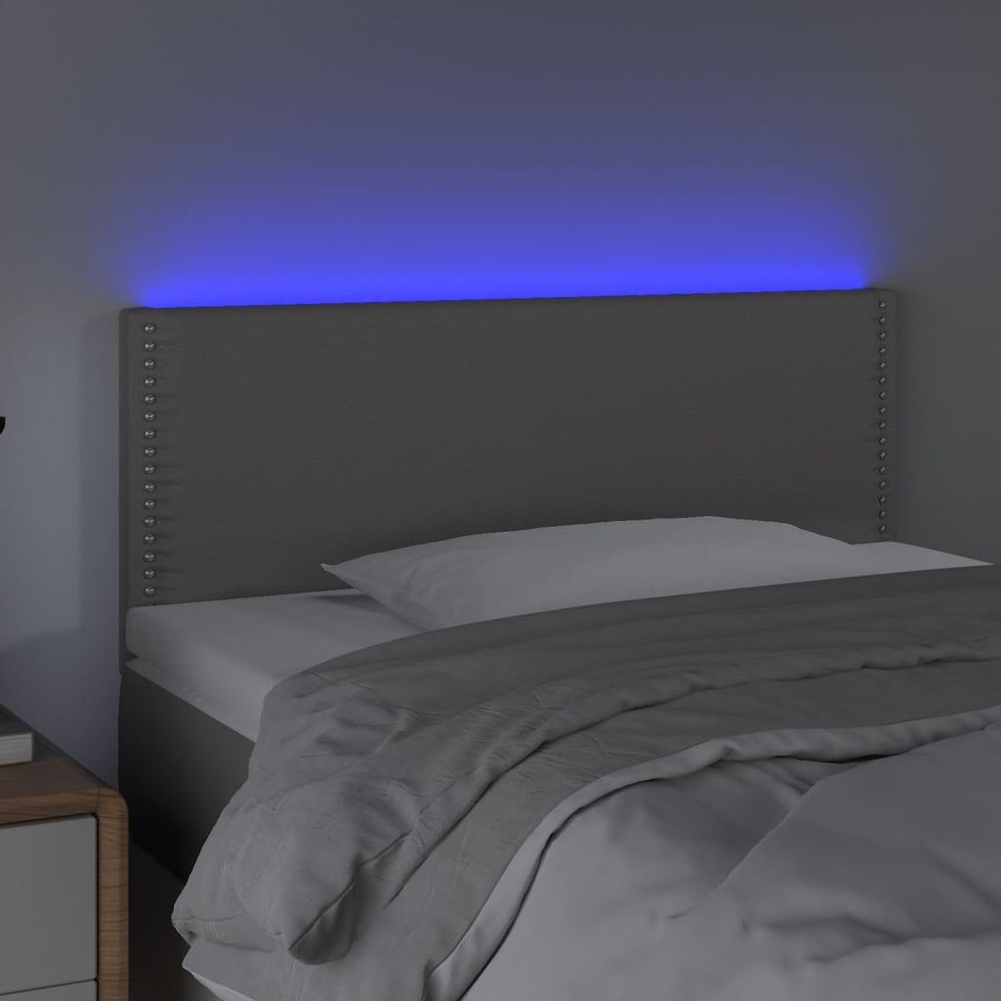 Voir la diapositive 3 : VIDAXL Tete de lit a LED Gris 100x5x78/88 cm Similicuir