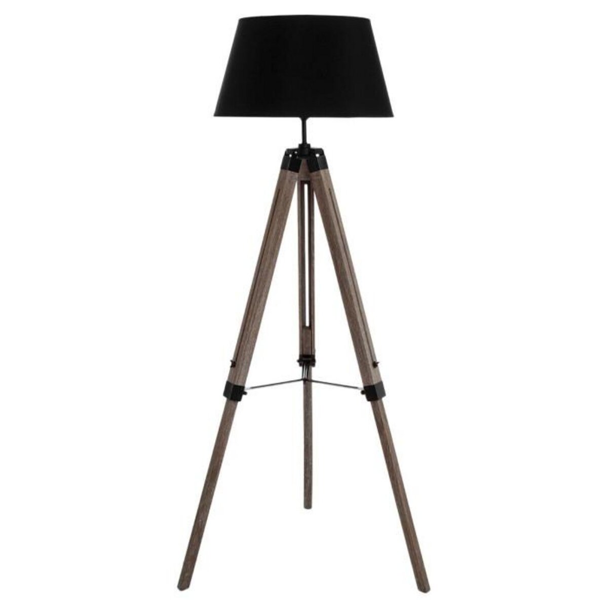 ATMOSPHERA Lampadaire Trépied Bois  Runo  145cm Noir