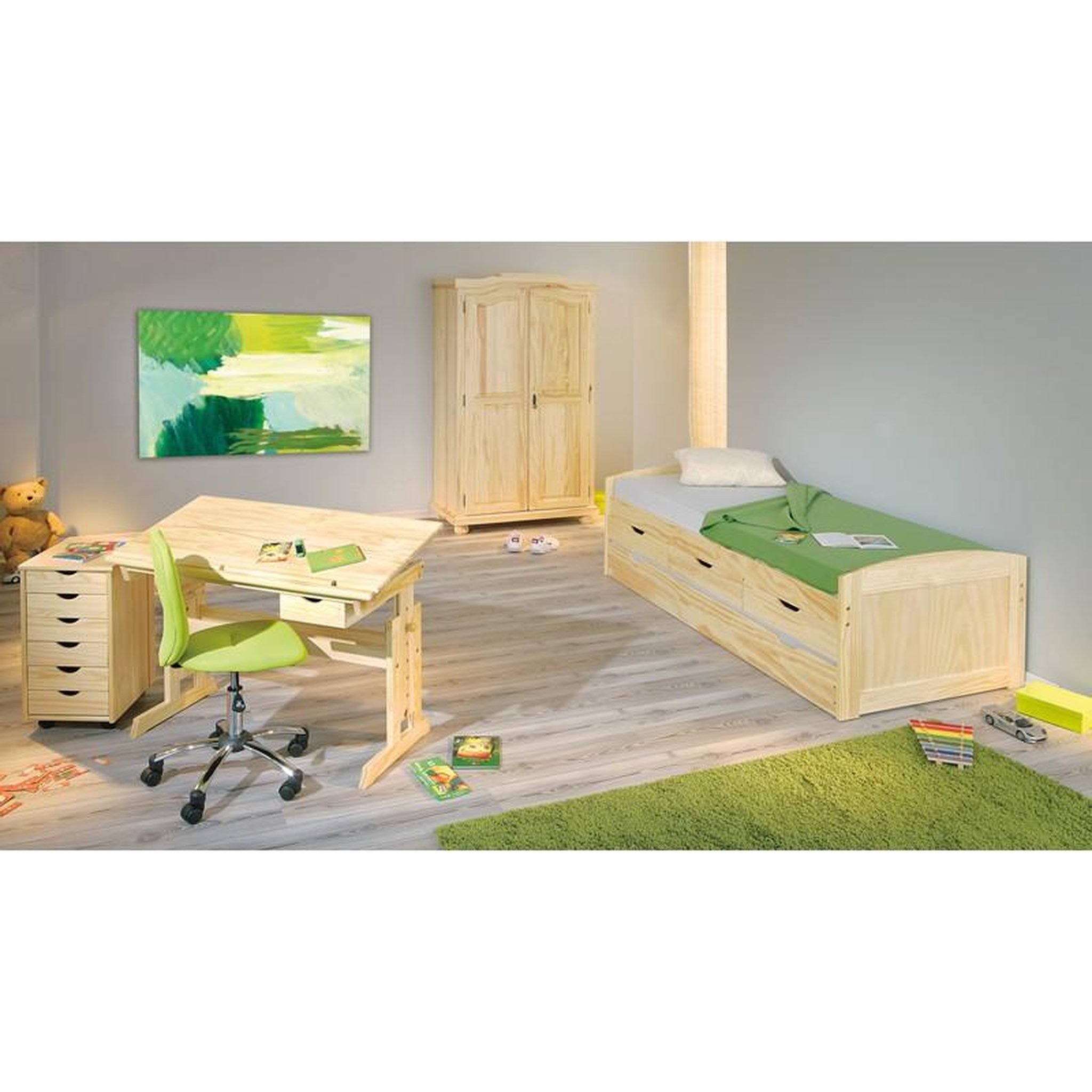 Voir la diapositive 5 : Paris Prix Lit Banquette Enfant Bois  Rob  90x200cm Naturel