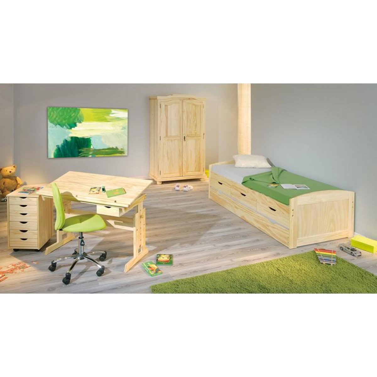 Paris Prix Lit Banquette Enfant Bois  Rob  90x200cm Naturel