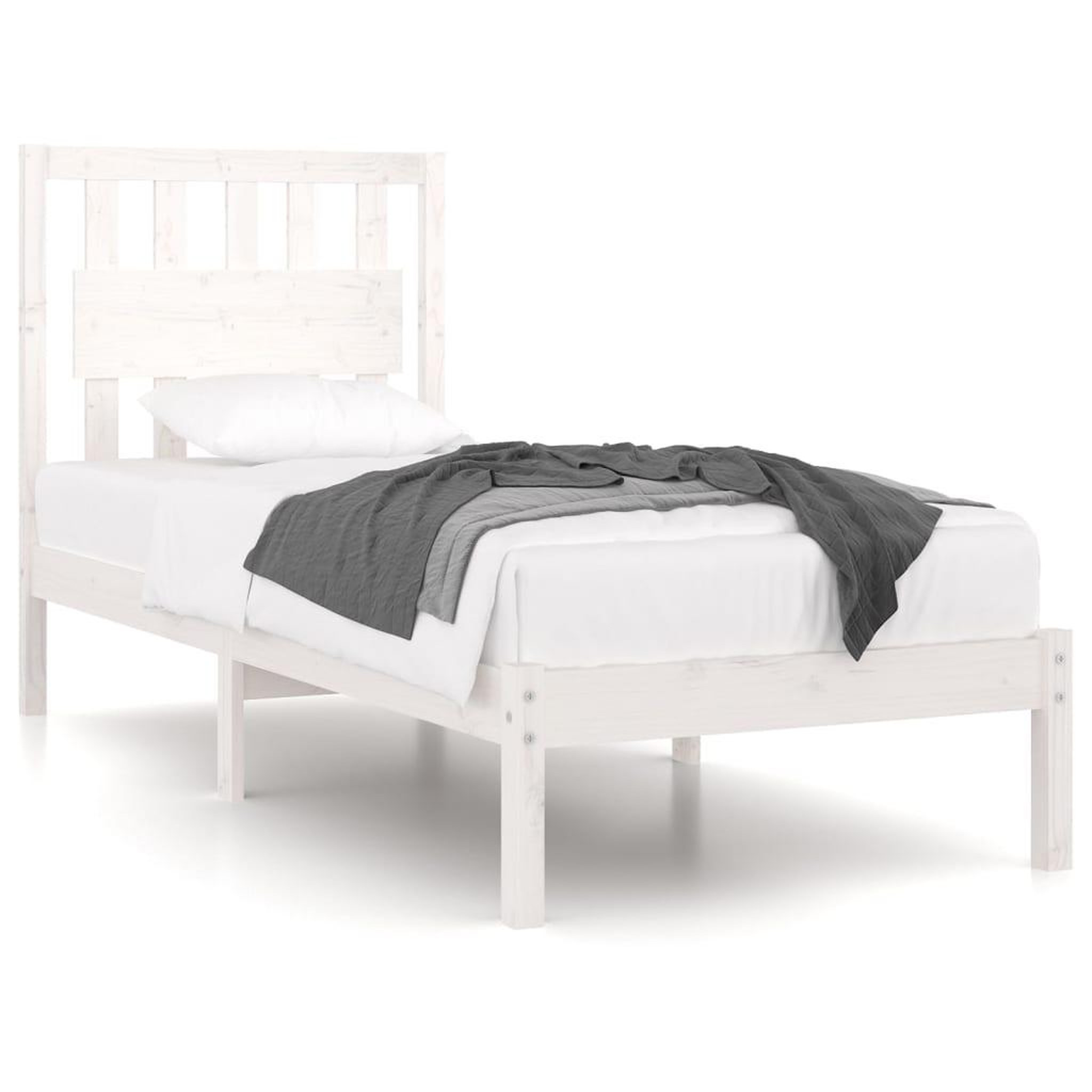 Voir la diapositive 2 : VIDAXL Cadre de lit sans matelas blanc bois massif