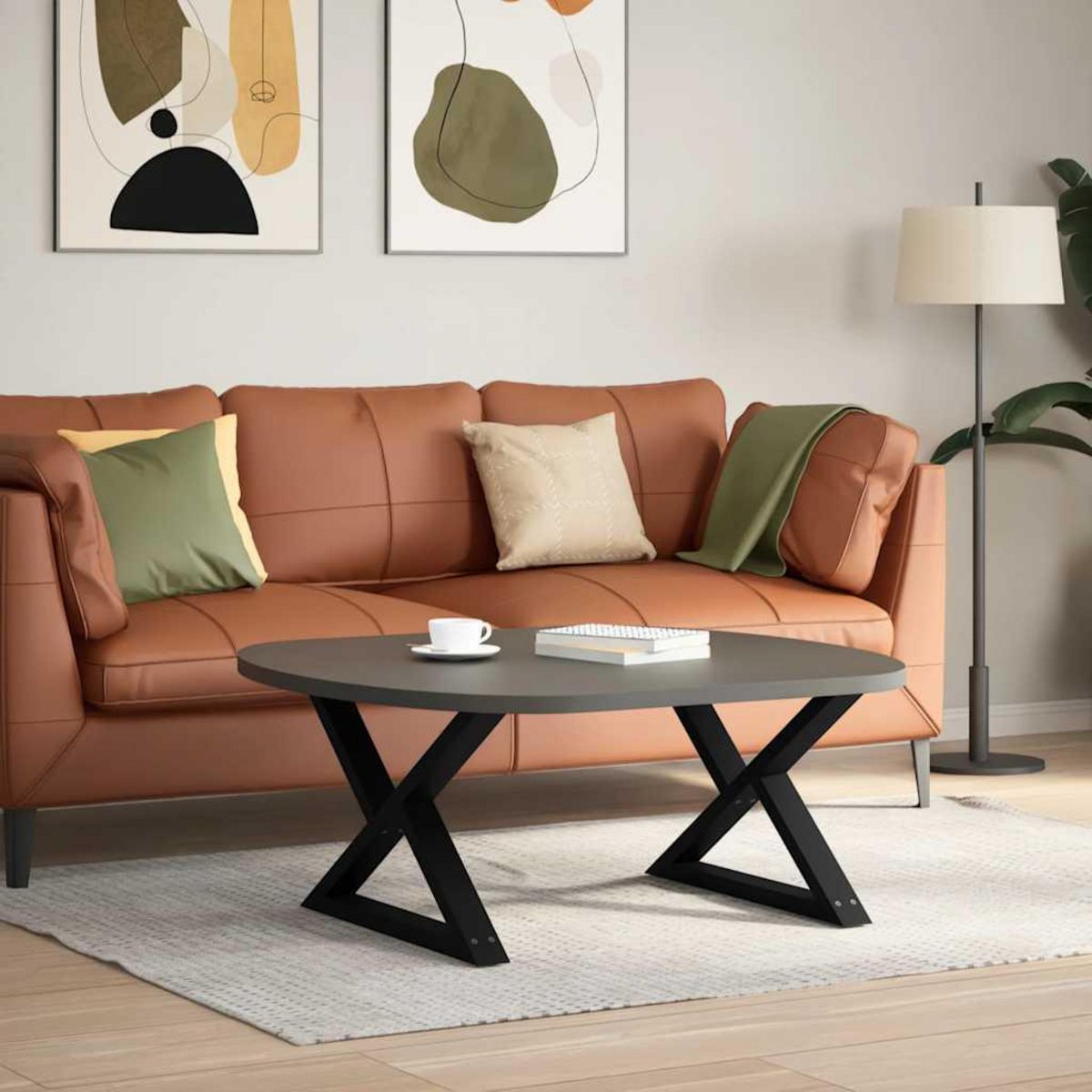 VIDAXL Pieds de table basse 2 pcs noir 70x(42-43,3) cm acier