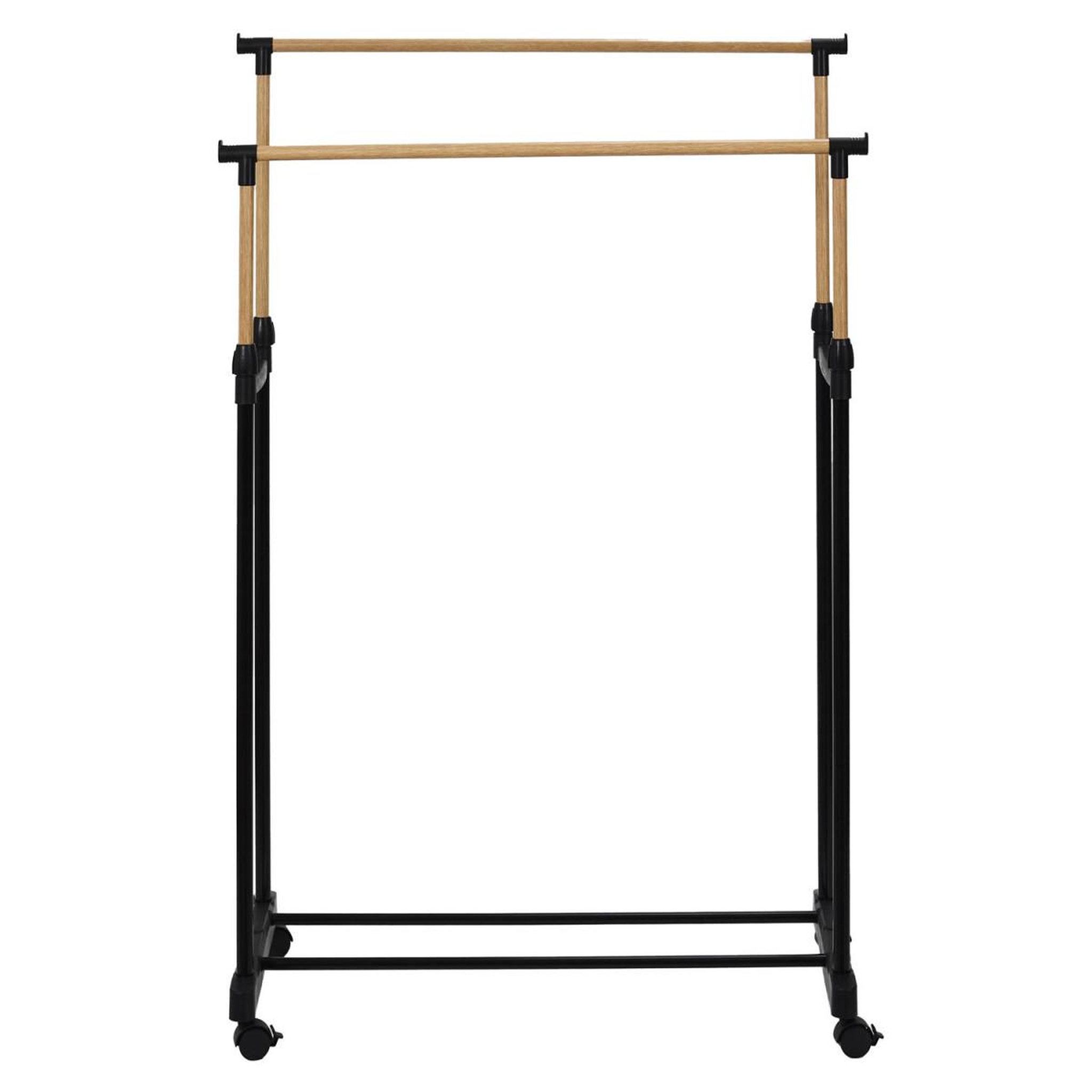 Voir la diapositive 3 : Je cherche une idee Portant à vêtements double ajustable  effet bois  160cm noir