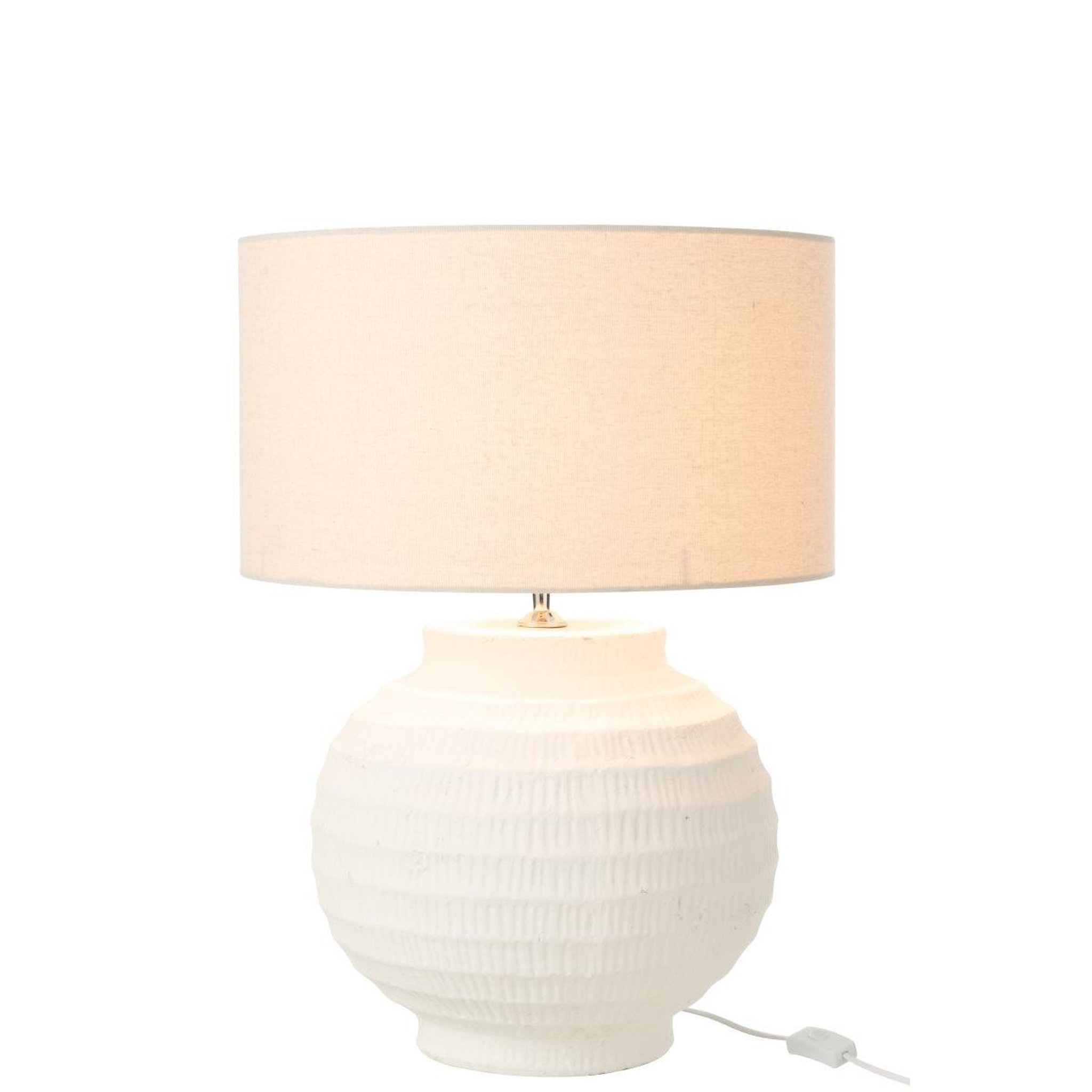 Voir la diapositive 2 : J-LINE Lampe à poser en terre cuite  shawna  46cm blanc