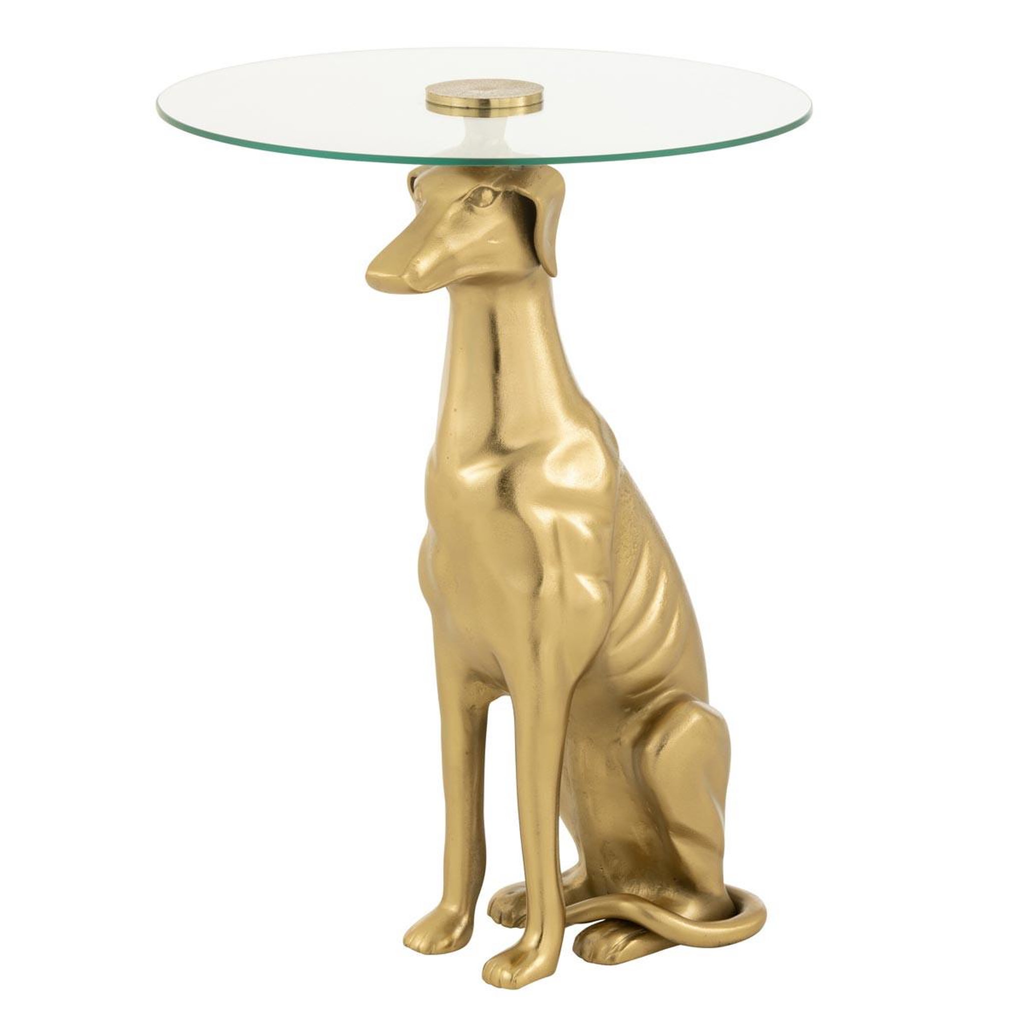 J-LINE Table d'Appoint en Verre  Dog  57cm Doré