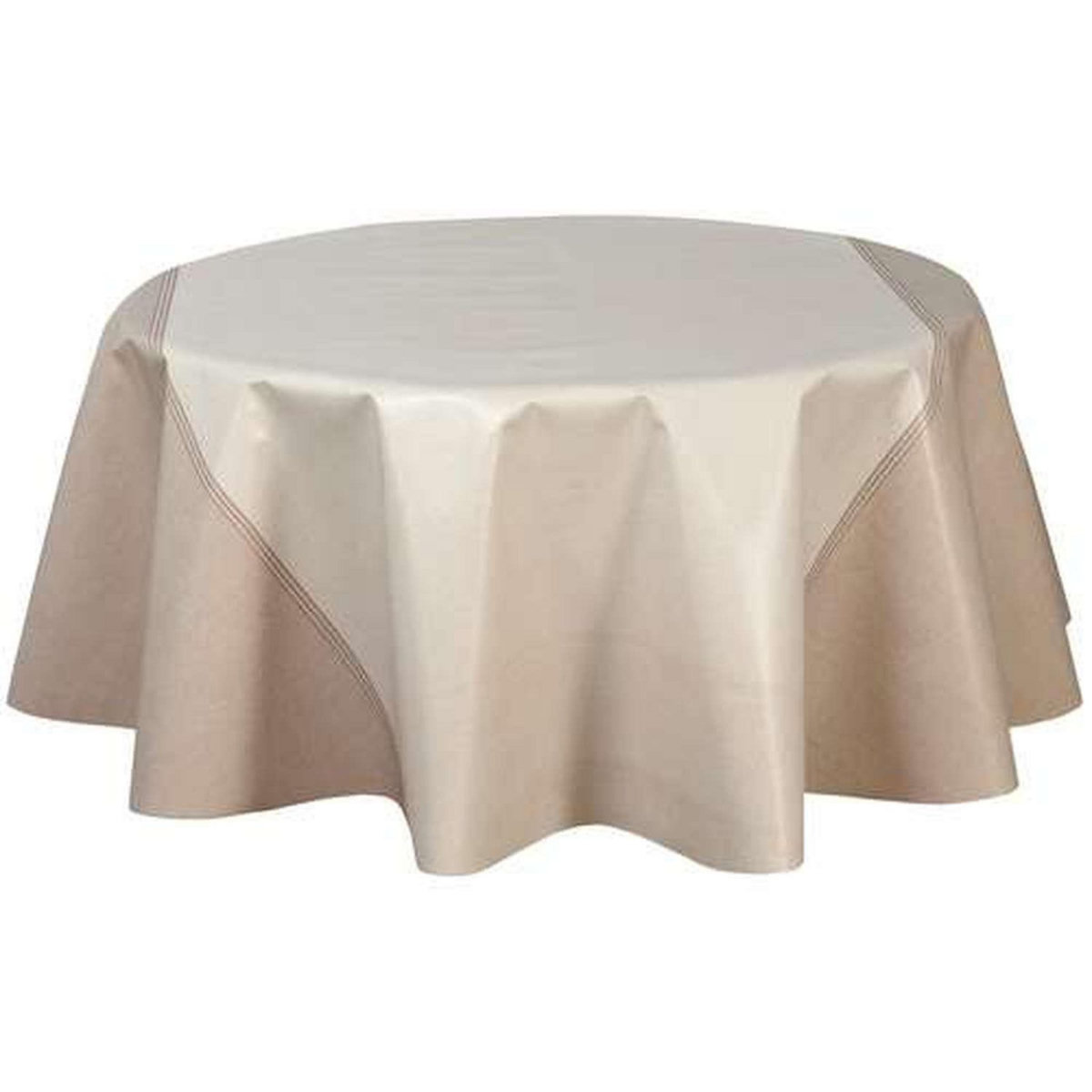 TOILINUX Nappe en toile cirée ronde Stowe - Diam. 135 cm - Ecru