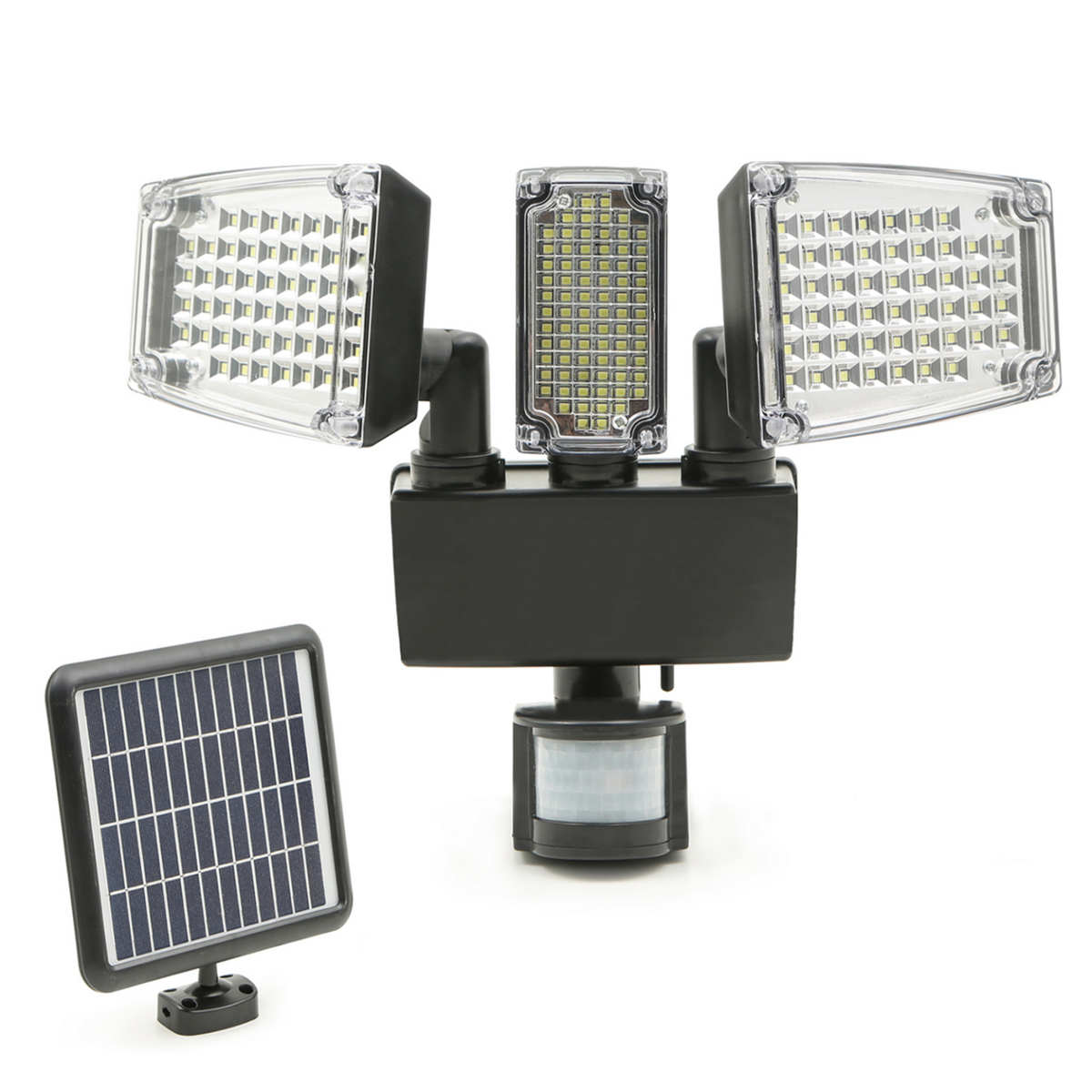 ID MARKET Projecteur solaire 3 têtes 178 LED détecteur de mouvement