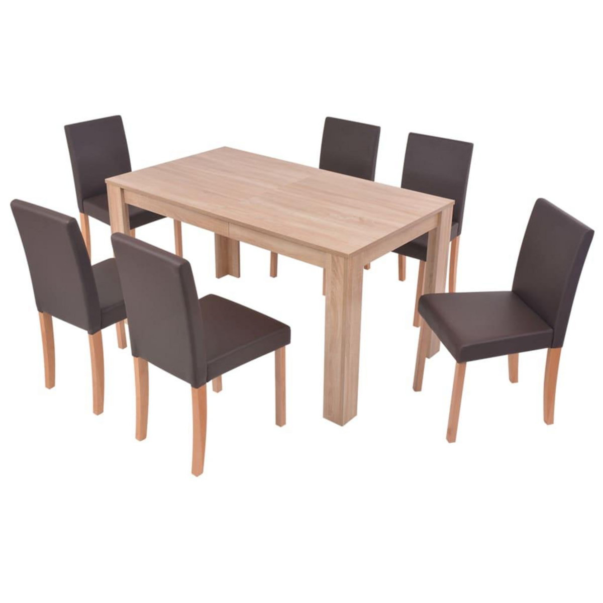 VIDAXL Table et chaises 7 pcs Cuir synthetique Chene Marron