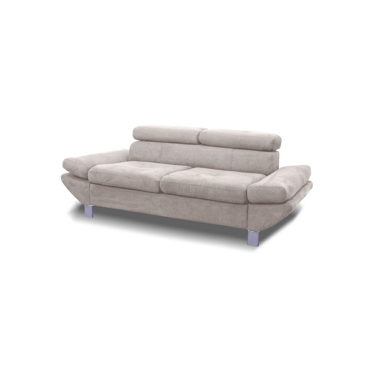 Canapé fixe 2 ou 3 places VERONIQUE, tissu toucher doux, tétière et accoudoir réglables