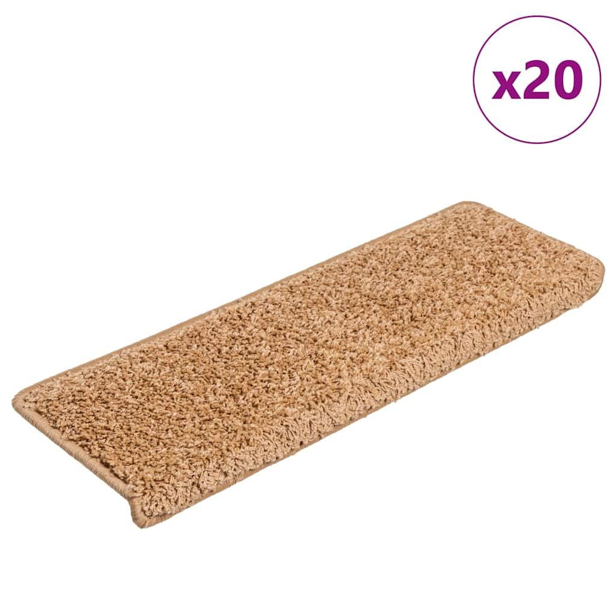 VIDAXL Tapis d'escalier 20 pcs 65x21x4 cm beige