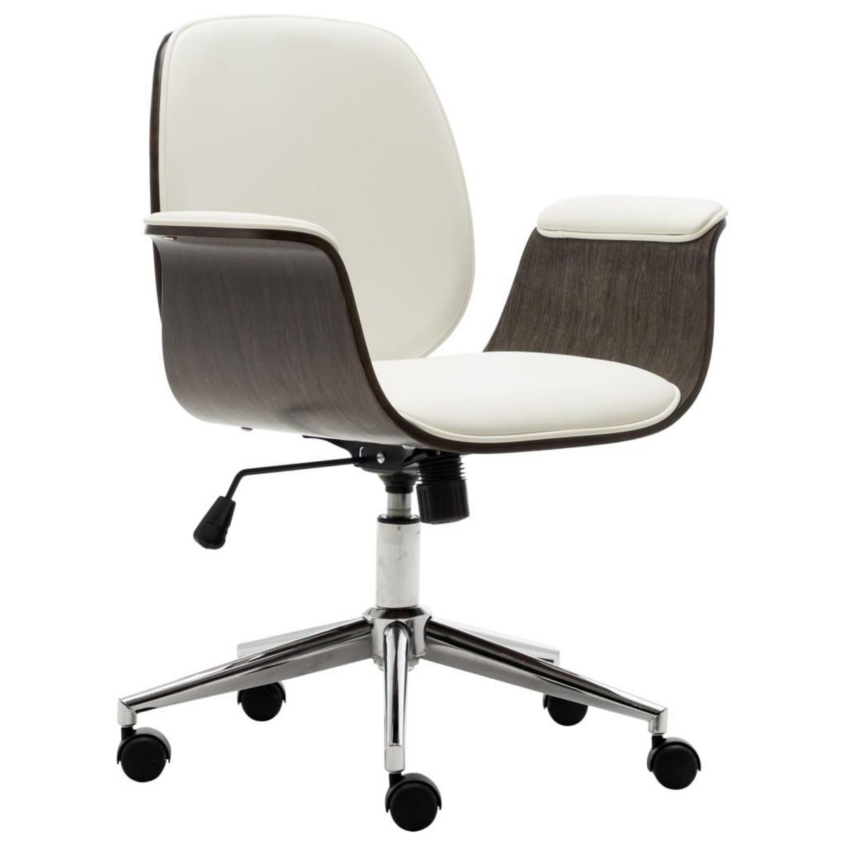 VIDAXL Chaise de bureau Blanc Bois courbe et similicuir