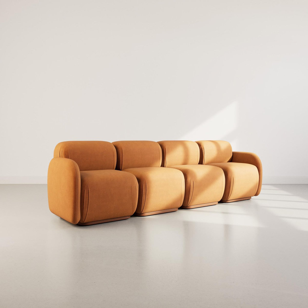 LISA DESIGN Penelope - canapé droit modulable 4 places en velours texturé