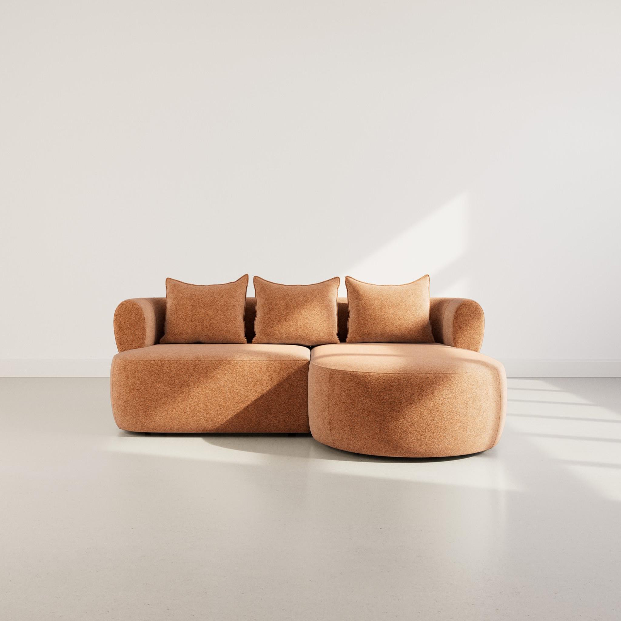 Voir la diapositive 2 : BEST MOBILIER Angela - canapé d'angle droit 4 places en velours texturé