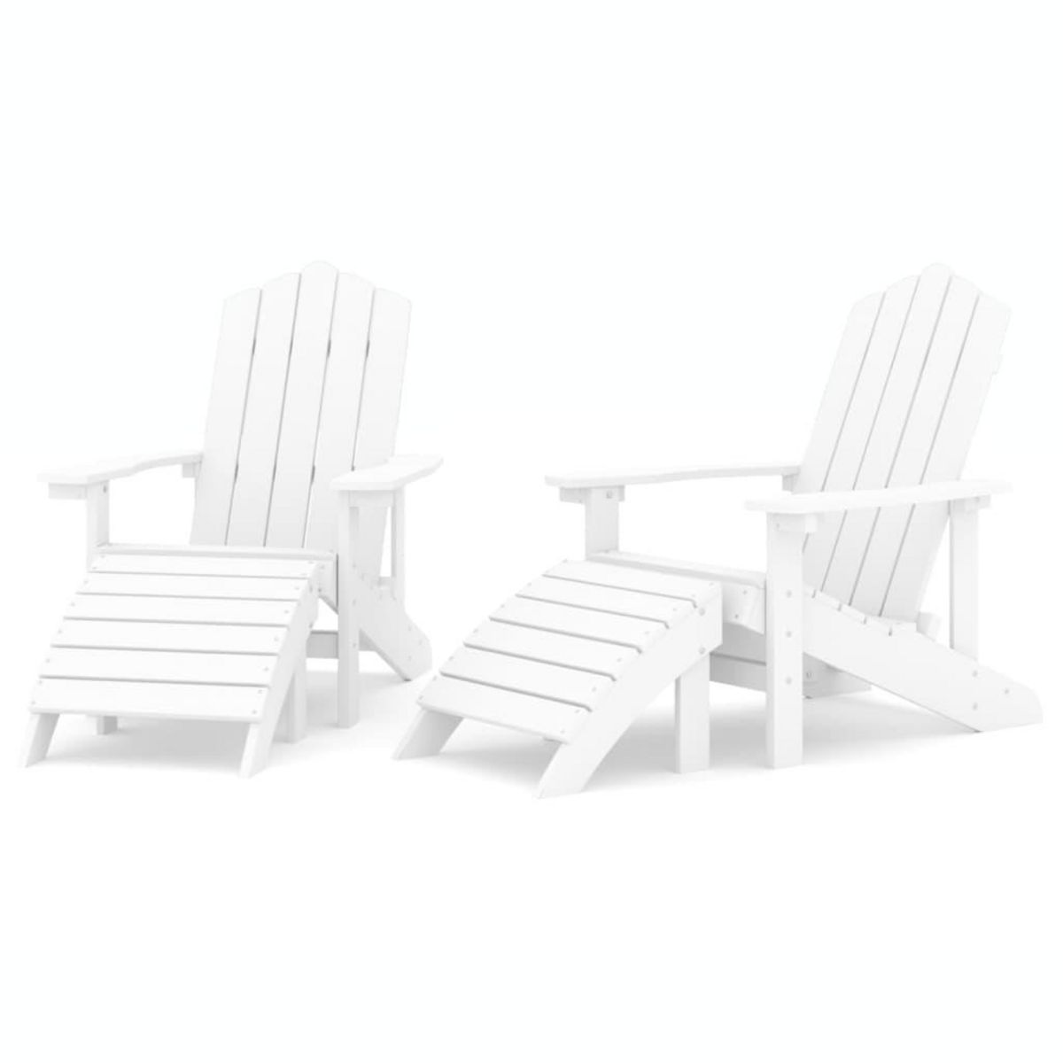 VIDAXL Chaises de jardin Adirondack lot de 2 repose-pieds PEHD Blanc