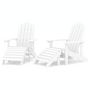 Voir la diapositive 2 : VIDAXL Chaises de jardin Adirondack lot de 2 repose-pieds PEHD Blanc