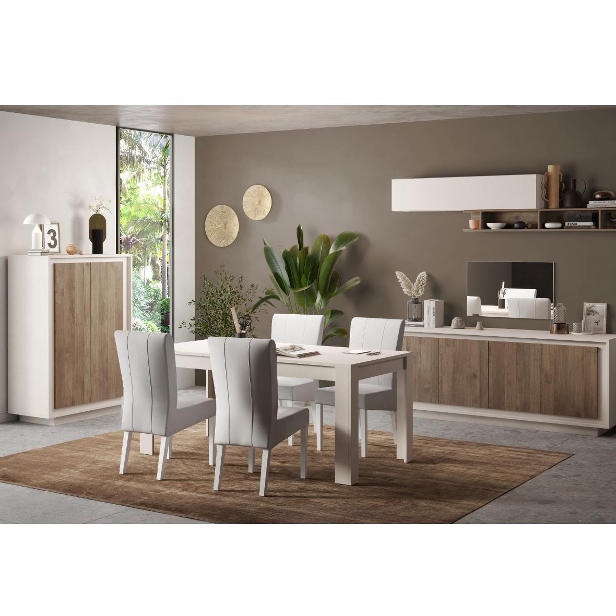 Voir la diapositive 5 : JLC KREATION Argentier-bar contemporain 2 portes beige et noyer yori