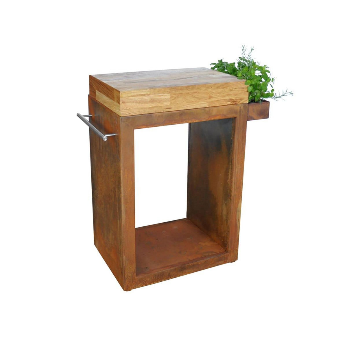 ARTISS DESIGN Meuble multifonction corten avec tablette bois 60 x 45 x 91 cm - Artiss