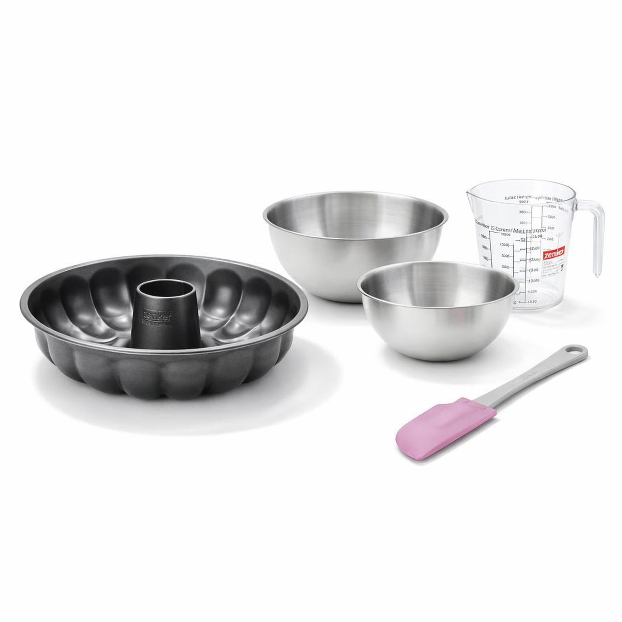 ZENKER Set de 5 ustensiles de pâtisserie moule à gâteaux bol spatule pâtisserie et verre doseur black metallic black mettallic zenker  black mettallic