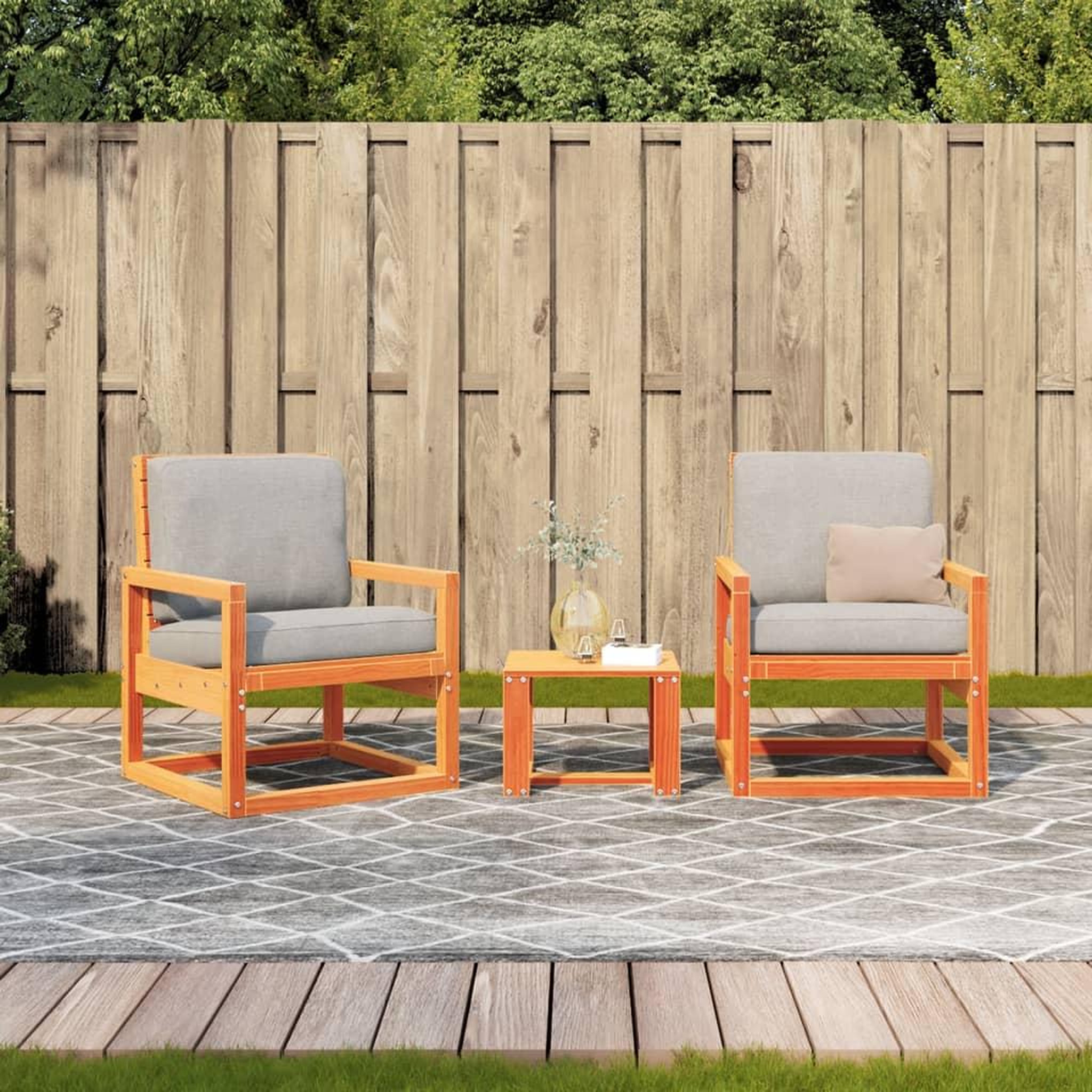 Voir la diapositive 3 : VIDAXL Salon de jardin 3 pcs cire marron bois de pin massif