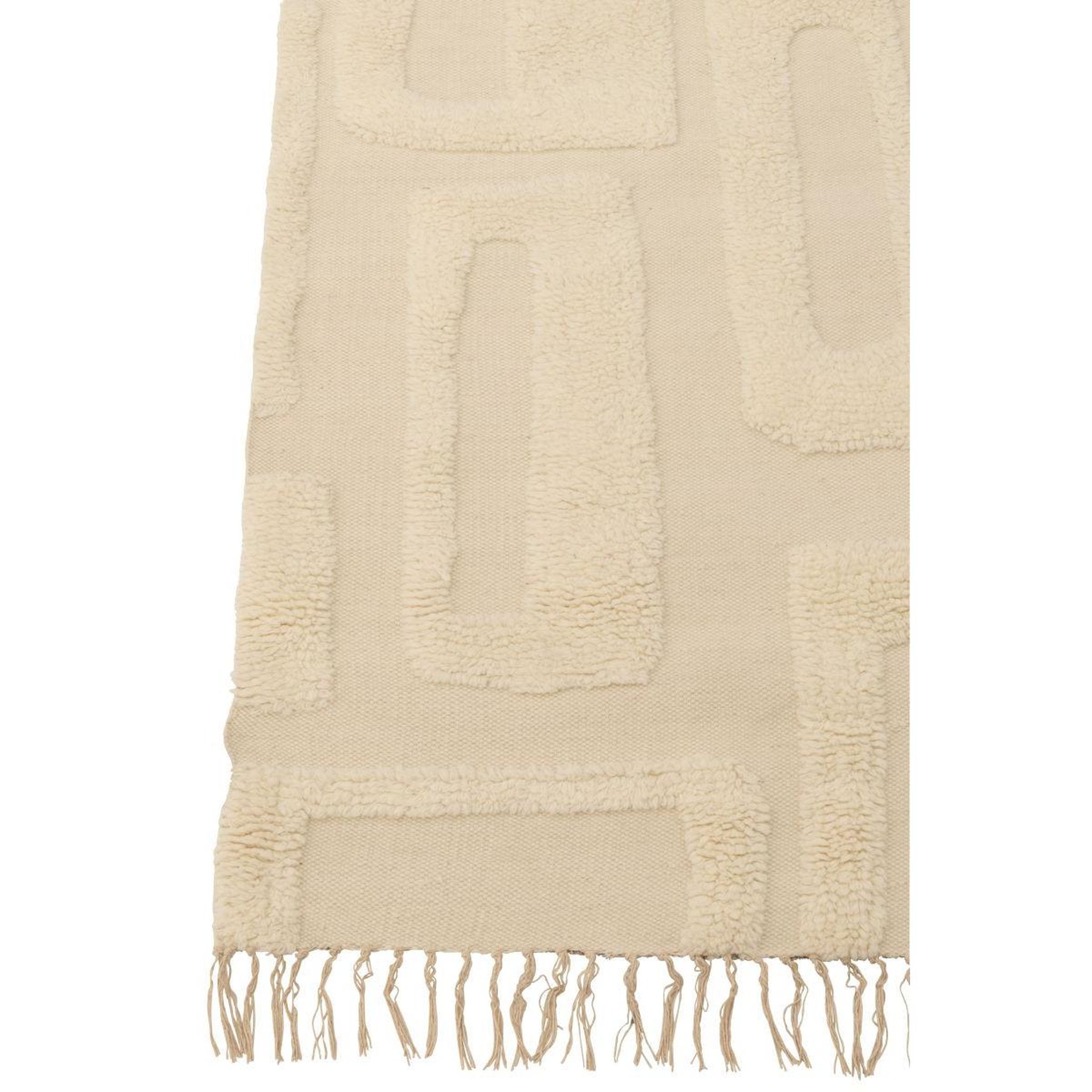 Voir la diapositive 2 : J-LINE Tapis déco en laine  lignes abstraites  200x300cm écru