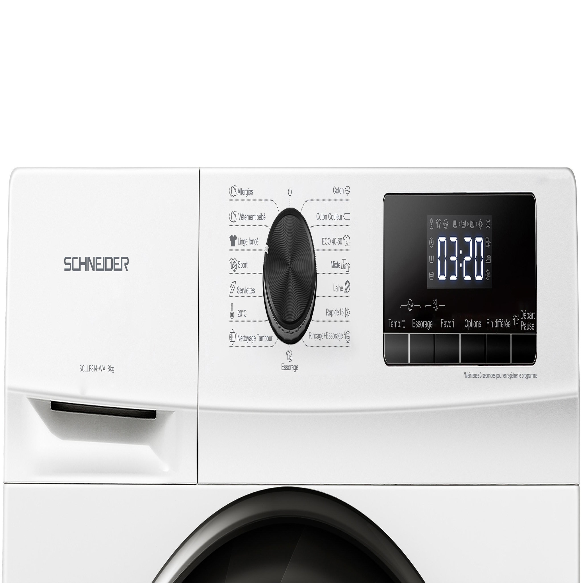Voir la diapositive 5 : SCHNEIDER Lave linge frontal 8kg Blanc - SCLLF814-WA