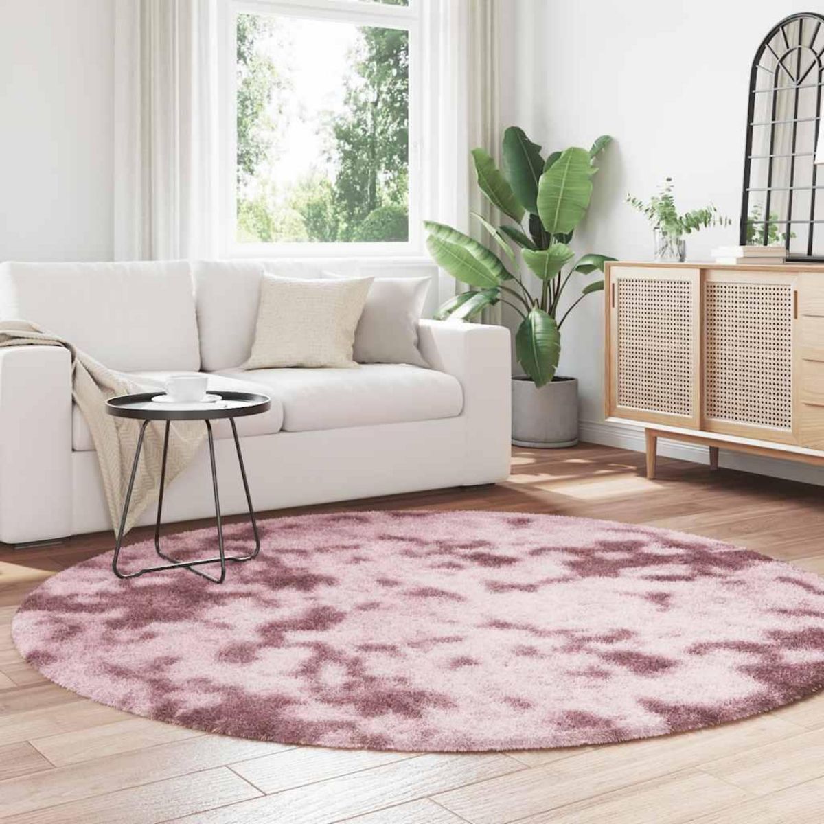 VIDAXL Tapis Shaggy a poils longs NAVARRA rose poudre 200x200 cm