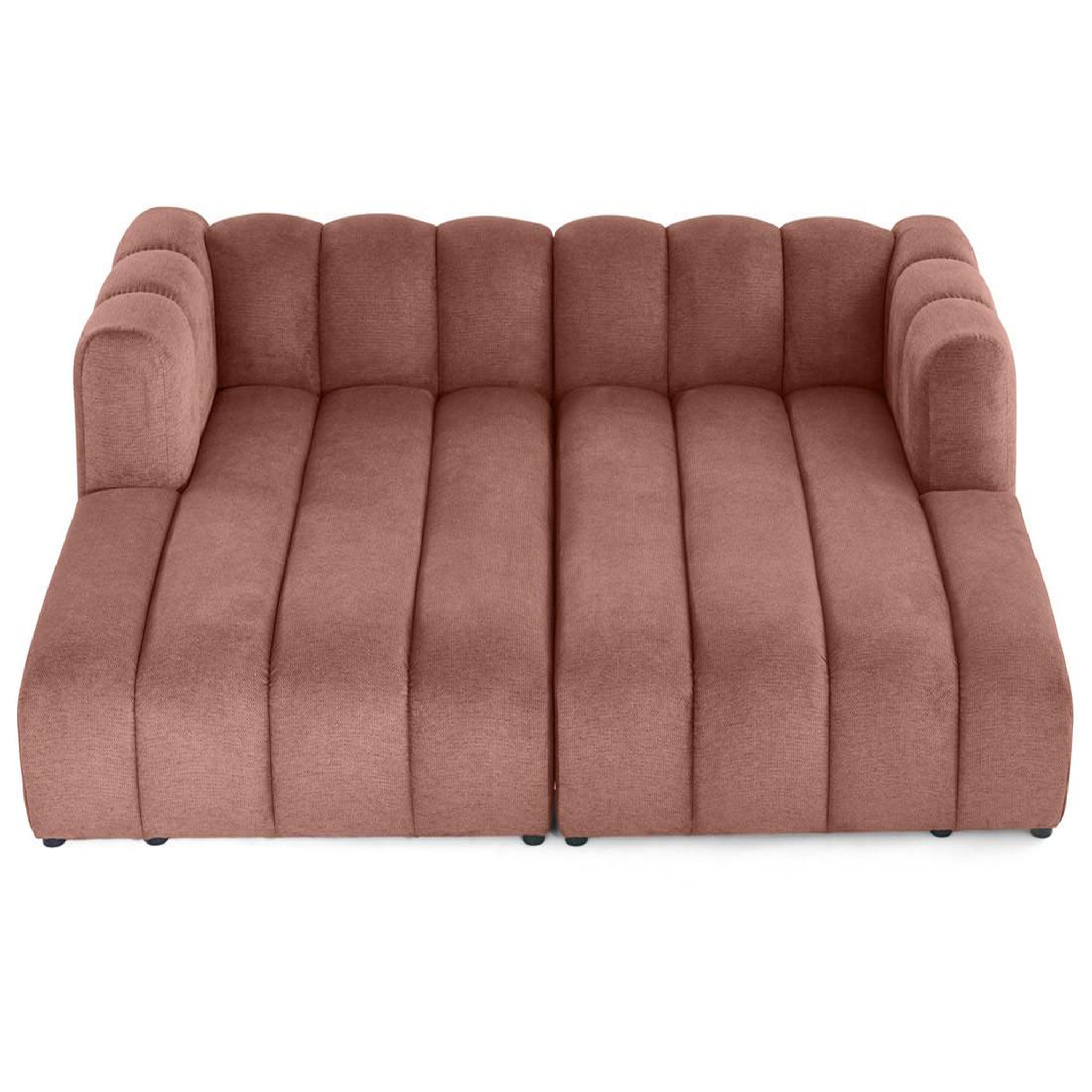 Voir la diapositive 4 : BEST MOBILIER Debbie - canapé modulable droit 3 places avec double méridienne - assise profonde - en tissu texturé