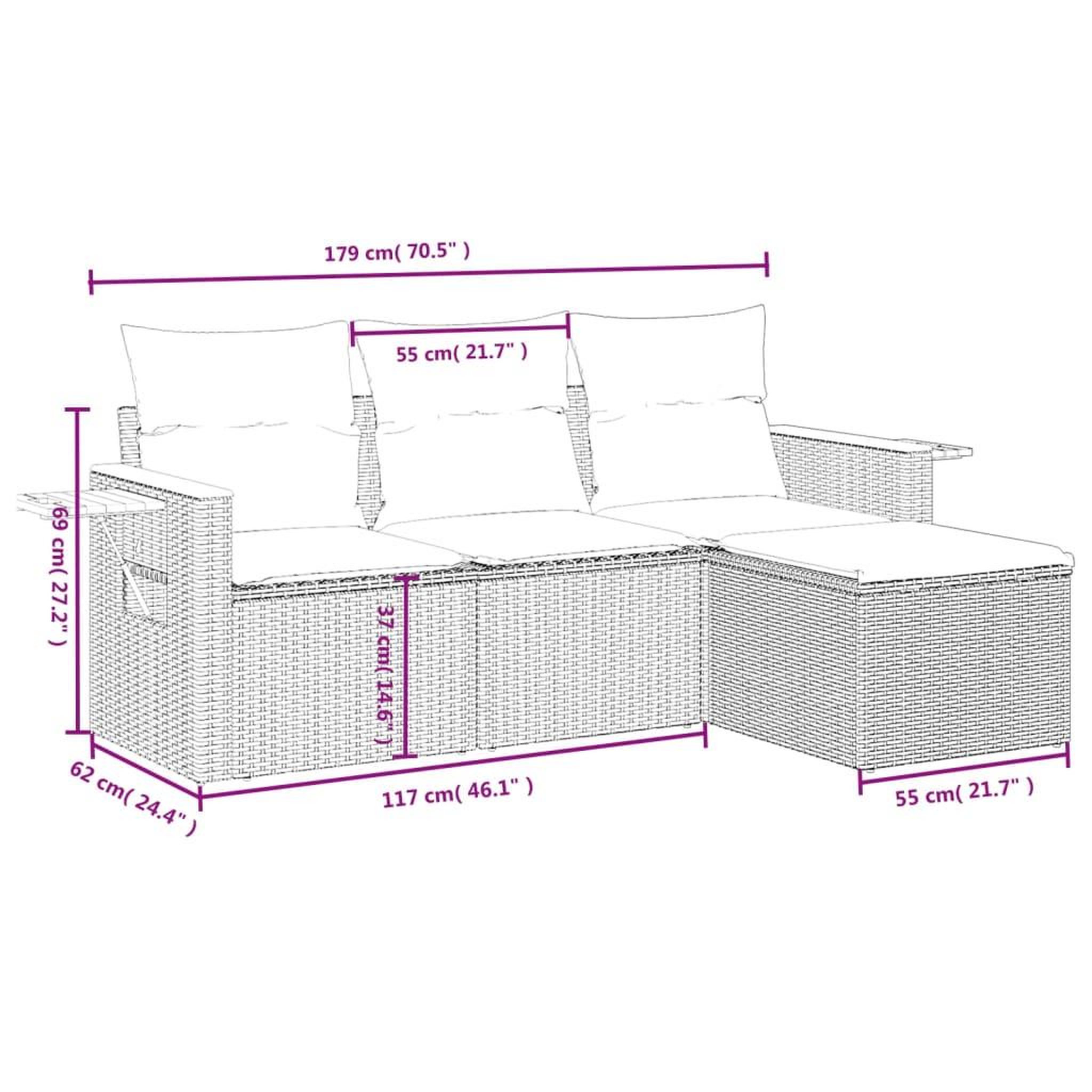 Voir la diapositive 4 : VIDAXL Salon de jardin avec coussins 4 pcs beige resine tressee