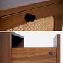 Voir la diapositive 6 : SWEEEK Table de chevet en décor bois et cannage avec pieds et poignées en métal noir