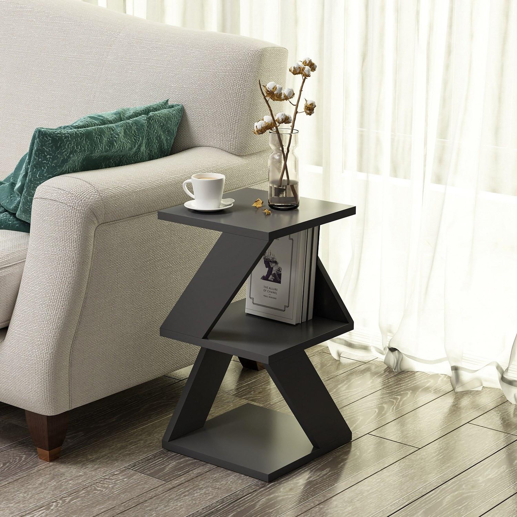 Voir la diapositive 2 : Habitat et Jardin Table d'appoint en bois  albeni  - 30 x 30 x 50 cm - anthracite