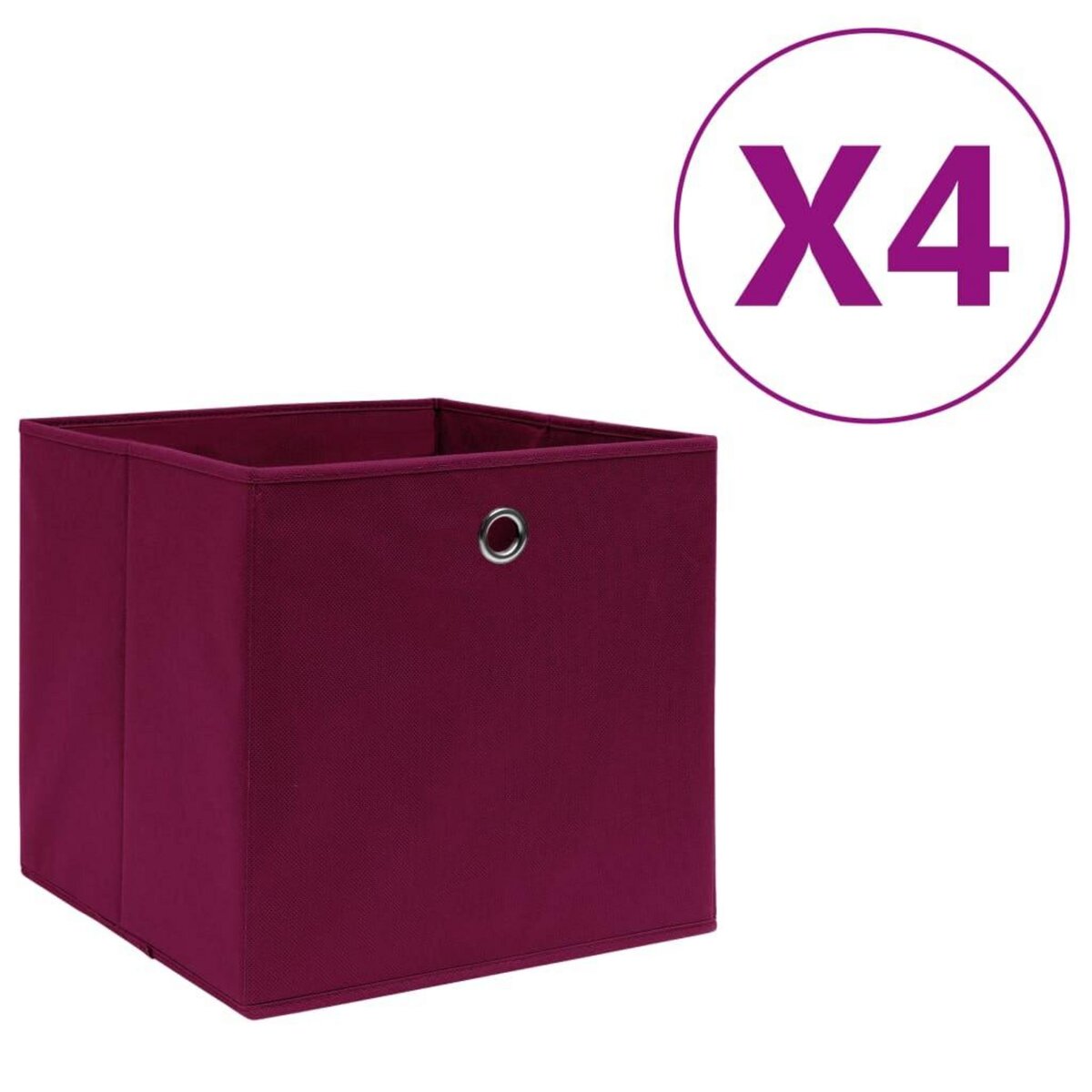 VIDAXL Boîtes de rangement 4 pcs Tissu intisse 28x28x28 cm Rouge fonce