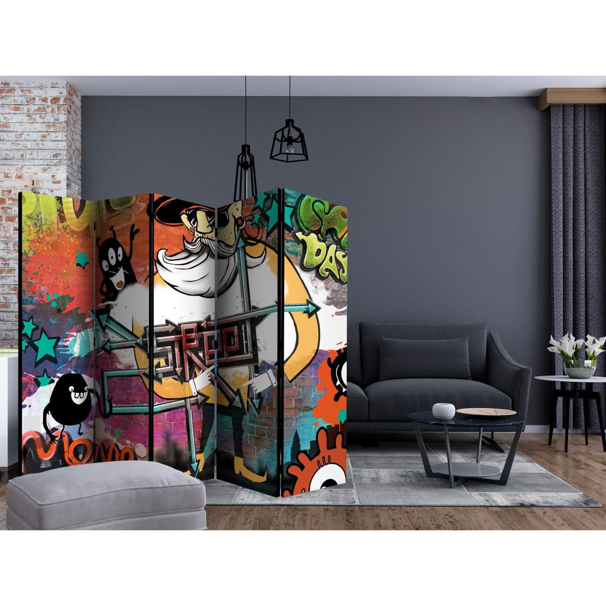 Voir la diapositive 2 : Paris Prix Paravent 5 volets  street movie  172x225cm
