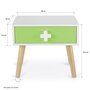 HomeStyle4U Table de chevet pour enfants 1 tiroir blanc vert