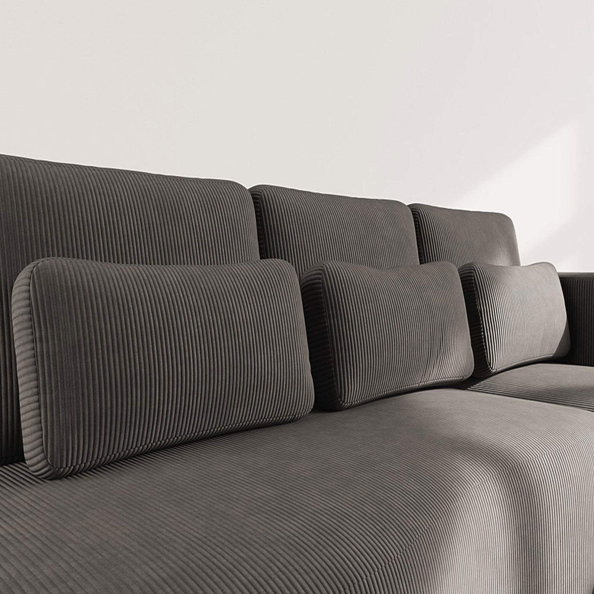 Voir la diapositive 4 : BEST MOBILIER Mahina - canapé d'angle droit 4 places convertible avec coffre en velours côtelé