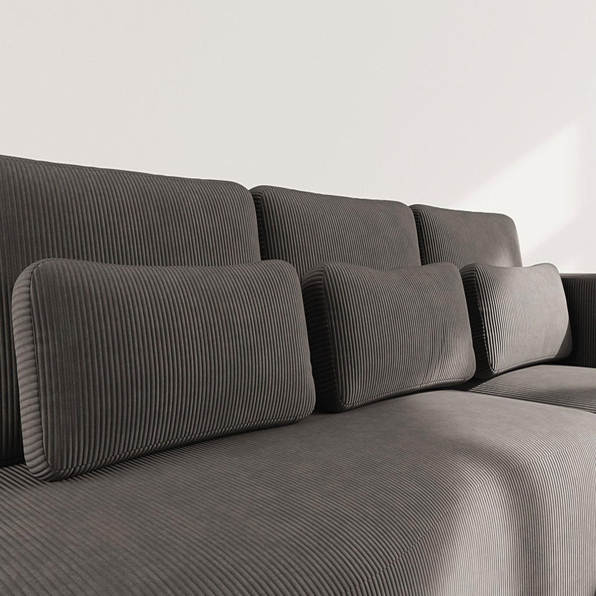 LISA DESIGN Mahina - canapé d'angle droit 4 places convertible avec coffre en velours côtelé