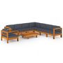 Voir la diapositive 2 : VIDAXL Salon de jardin 9 pcs avec coussins gris fonce Bois d'acacia