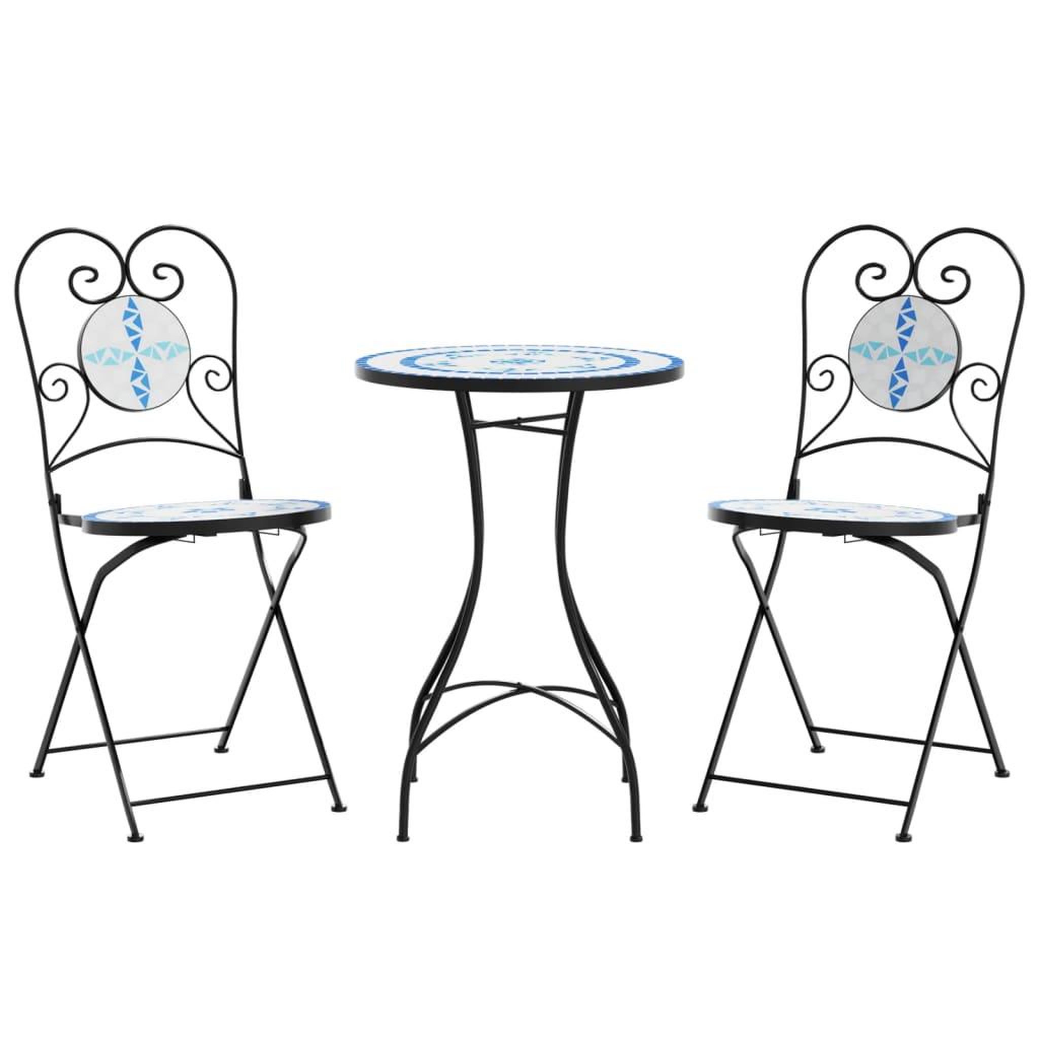 Voir la diapositive 2 : VIDAXL Ensemble de bistro mosaïque bleu et blanc fer et ceramique