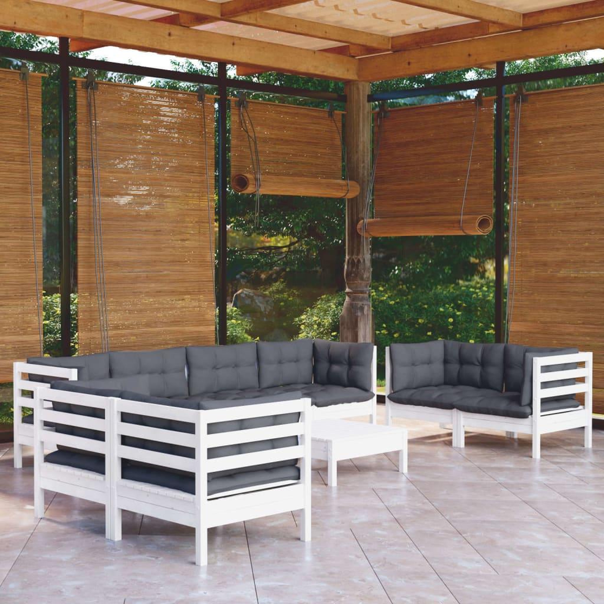 VIDAXL Salon de jardin 9 pcs avec coussins bois de pin massif