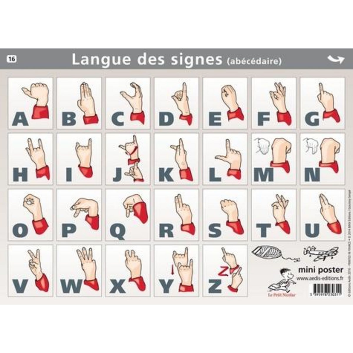 LANGUE DES SIGNES. CHIFFRES ET NOMBRES ; ABECEDAIRE, Aedis