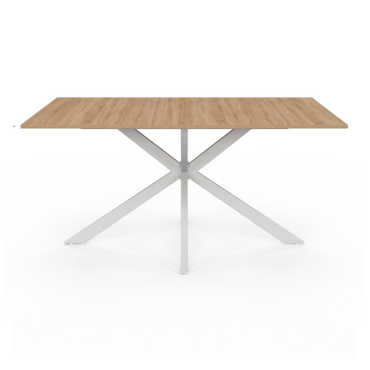 ID MARKET Table à manger rectangle ALIX 8 personnes pied araignée bois et blanc 160 cm