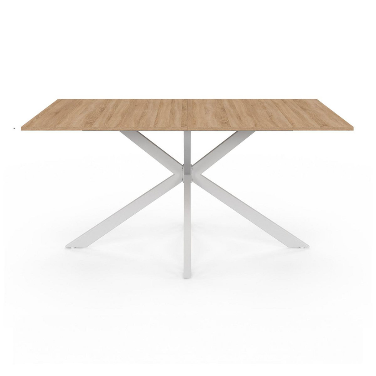 ID MARKET Table à manger rectangle ALIX 8 personnes pied araignée bois et blanc 160 cm