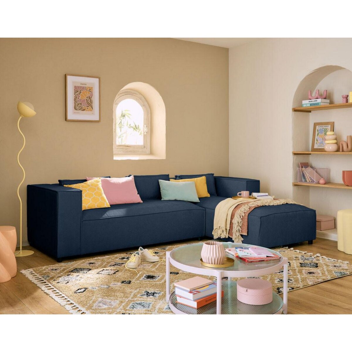 LISA DESIGN Stella - canapé d'angle droit - 4 places - en tissu texturé