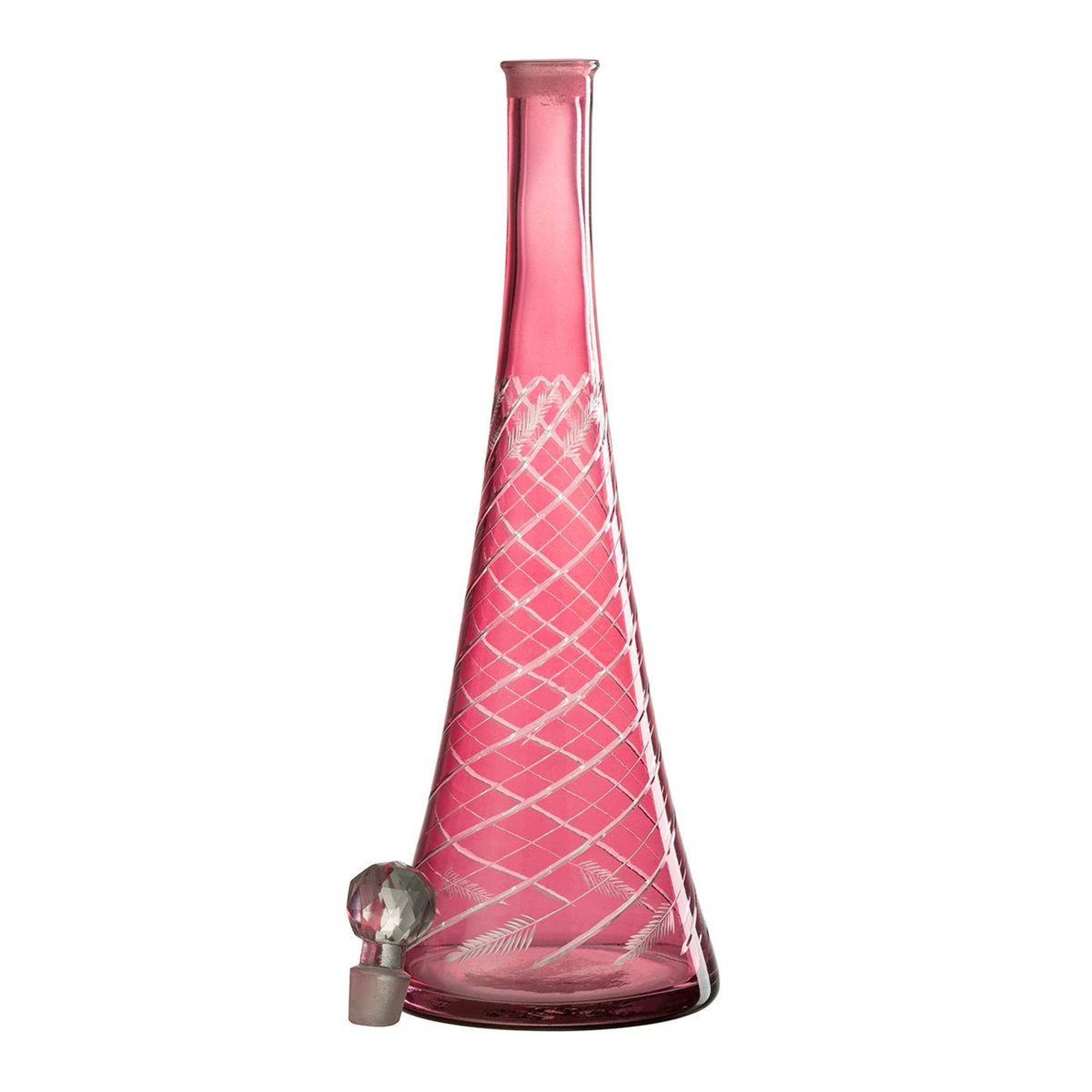 Voir la diapositive 2 : J-LINE Carafe en verre tiges  anastasia  42cm rouge
