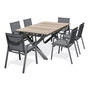 Voir la diapositive 1 : Paris Prix Ensemble Table de Jardin Extensible Imitation Bois & 6 Fauteuils  Floride  180-240cm Gris Anthracite