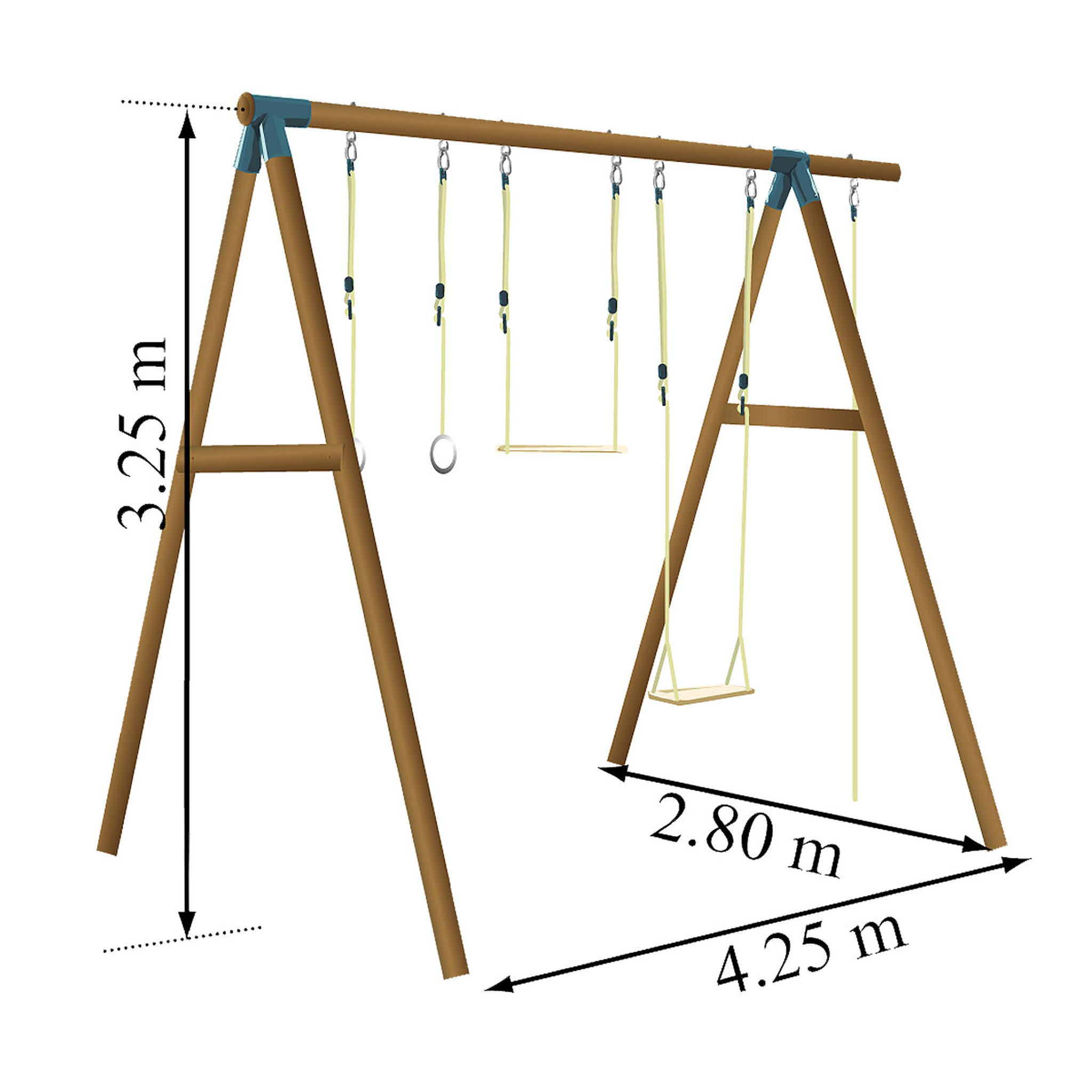 Voir la diapositive 4 : Soulet Portique balançoire - Bois - H3.25m - GALDAR