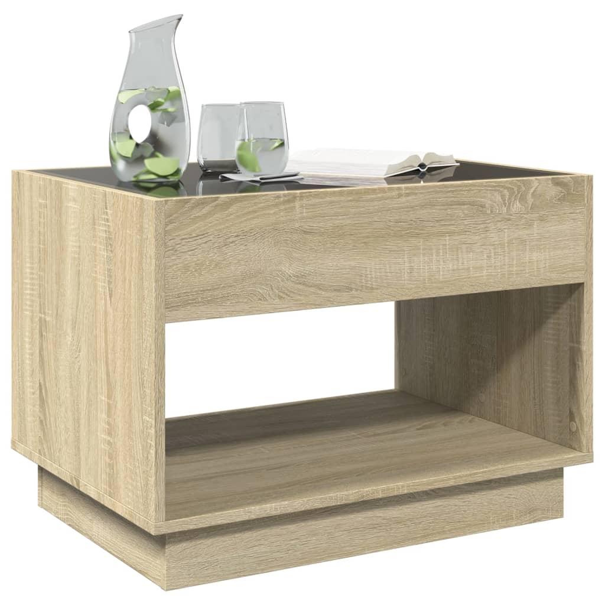 Voir la diapositive 4 : VIDAXL Table basse avec LED infini chene sonoma 70x50x50 cm