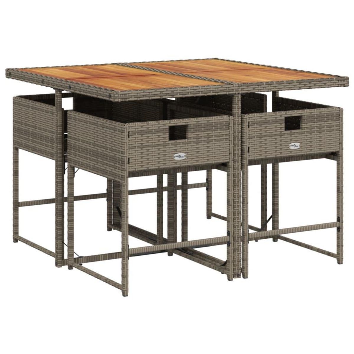 VIDAXL Ensemble a manger de jardin 5 pcs coussins gris resine tressee