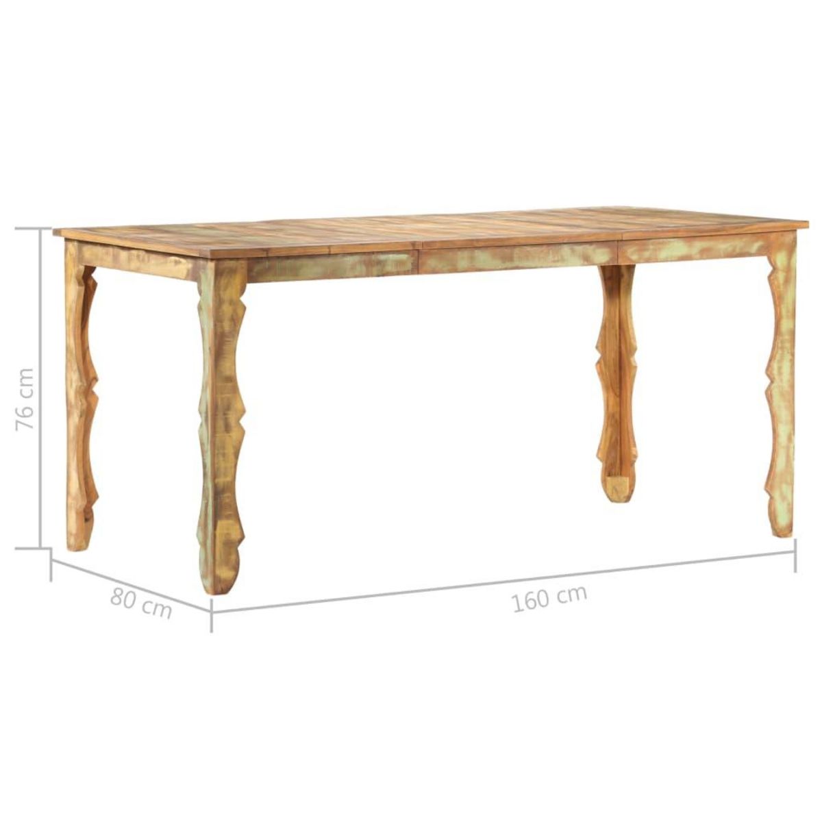 VIDAXL Table de salle a manger 160x80x76cm Bois de recuperation massif